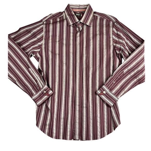 men's guess maroon and gray striped long sleeve XL EUC - Picture 1 of 10